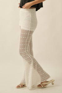 Living Beautifully Floral Lace High-Waist Flare Pants - ShopPromesa