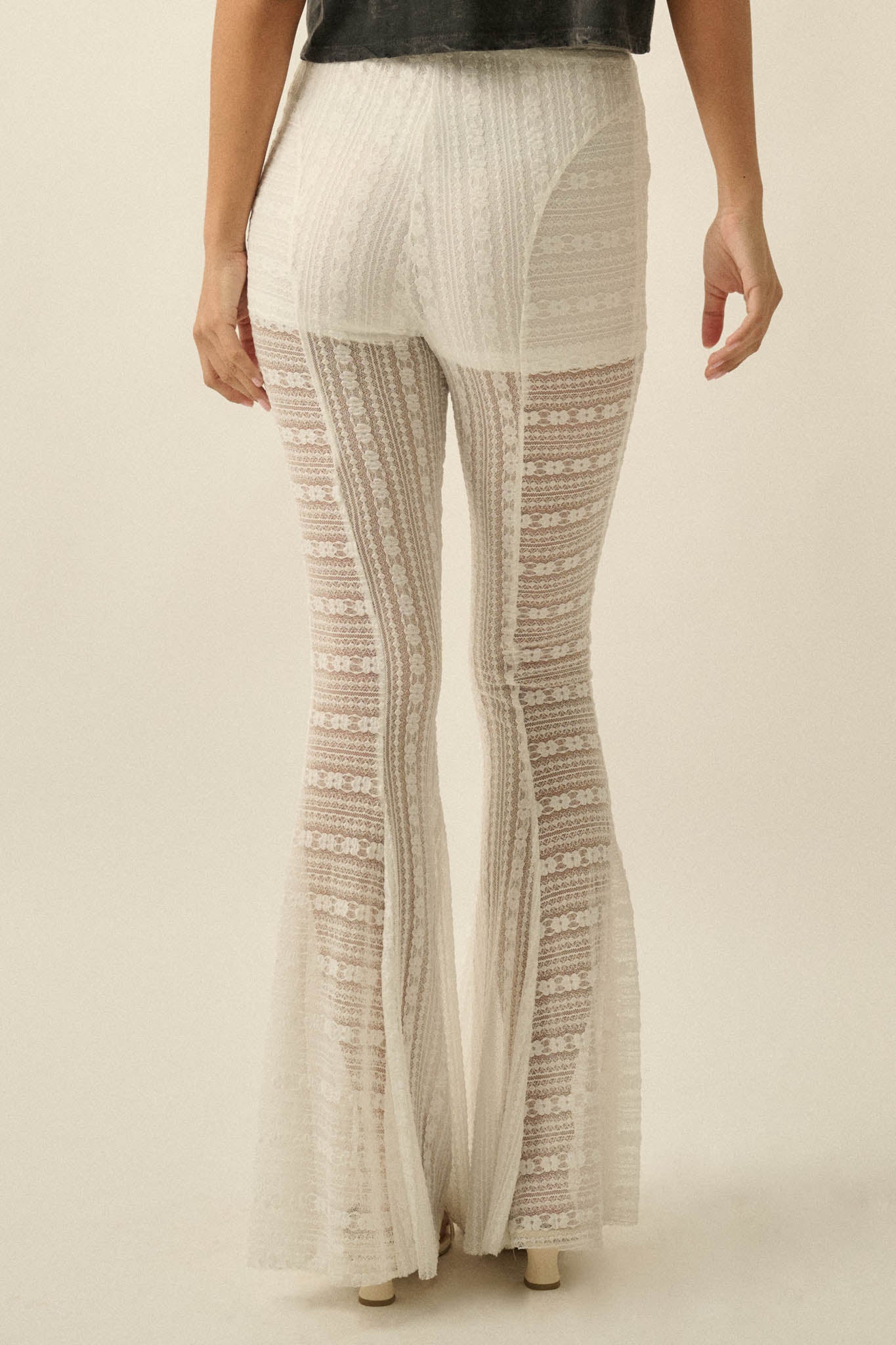 Living Beautifully Floral Lace High-Waist Flare Pants - ShopPromesa