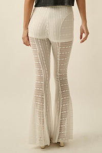 Living Beautifully Floral Lace High-Waist Flare Pants - ShopPromesa