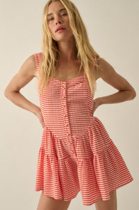 Sugar High Gingham Tiered Ruffle Sweetheart Romper - ShopPromesa