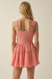 Sugar High Gingham Tiered Ruffle Sweetheart Romper - ShopPromesa