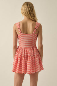 Sugar High Gingham Tiered Ruffle Sweetheart Romper - ShopPromesa