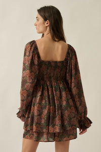 Secret Rose Floral Chiffon Smocked Peasant Romper - ShopPromesa