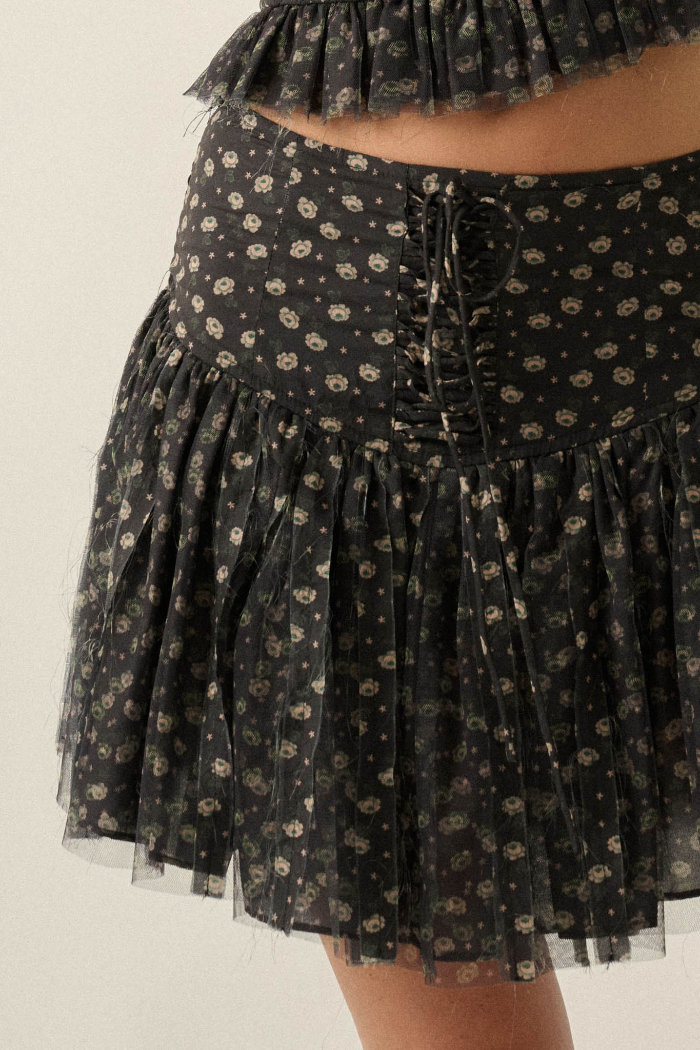 Surprise Me Floral Tulle Drop Waist Mini Skort - ShopPromesa