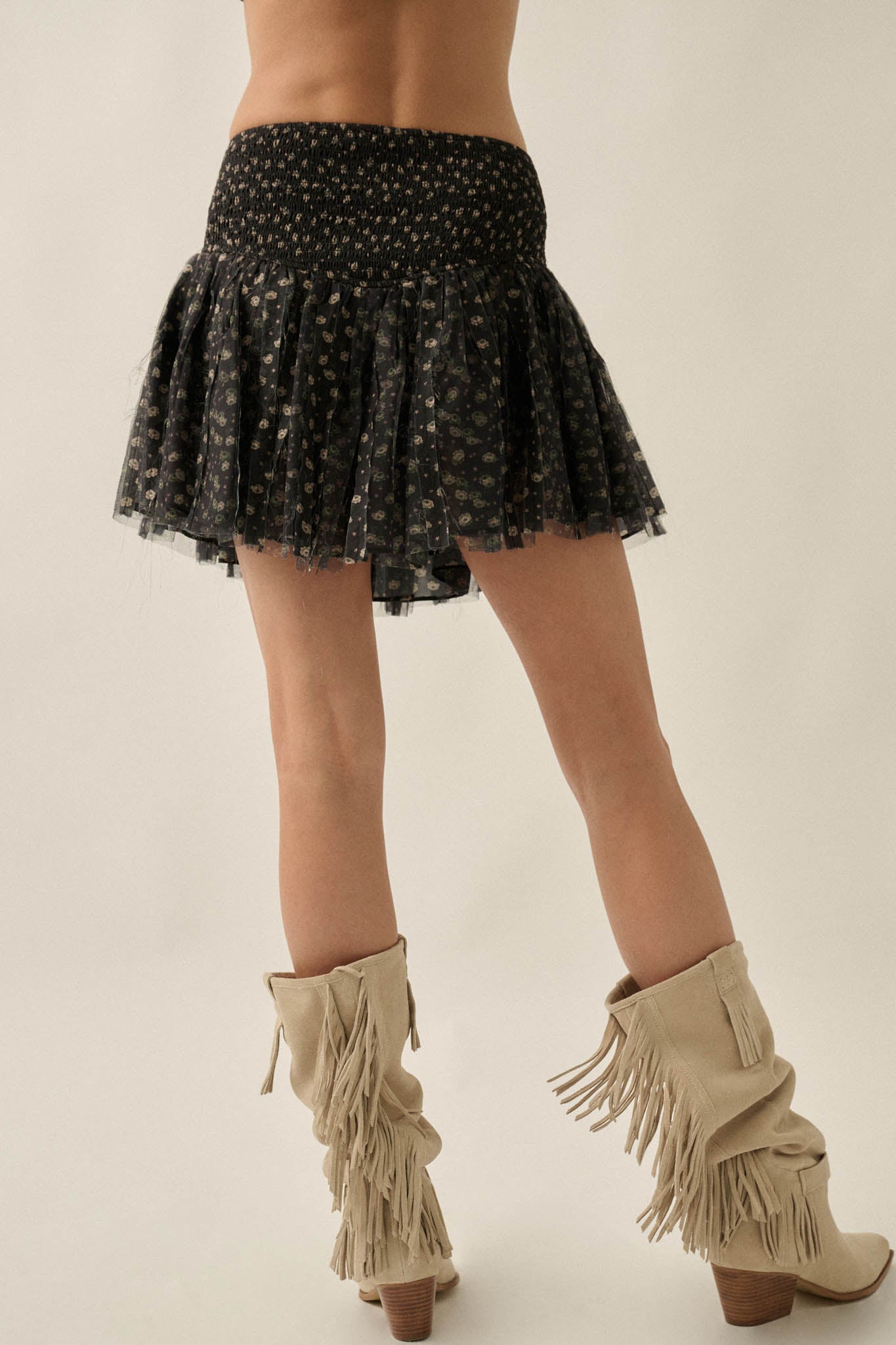 Surprise Me Floral Tulle Drop Waist Mini Skort - ShopPromesa