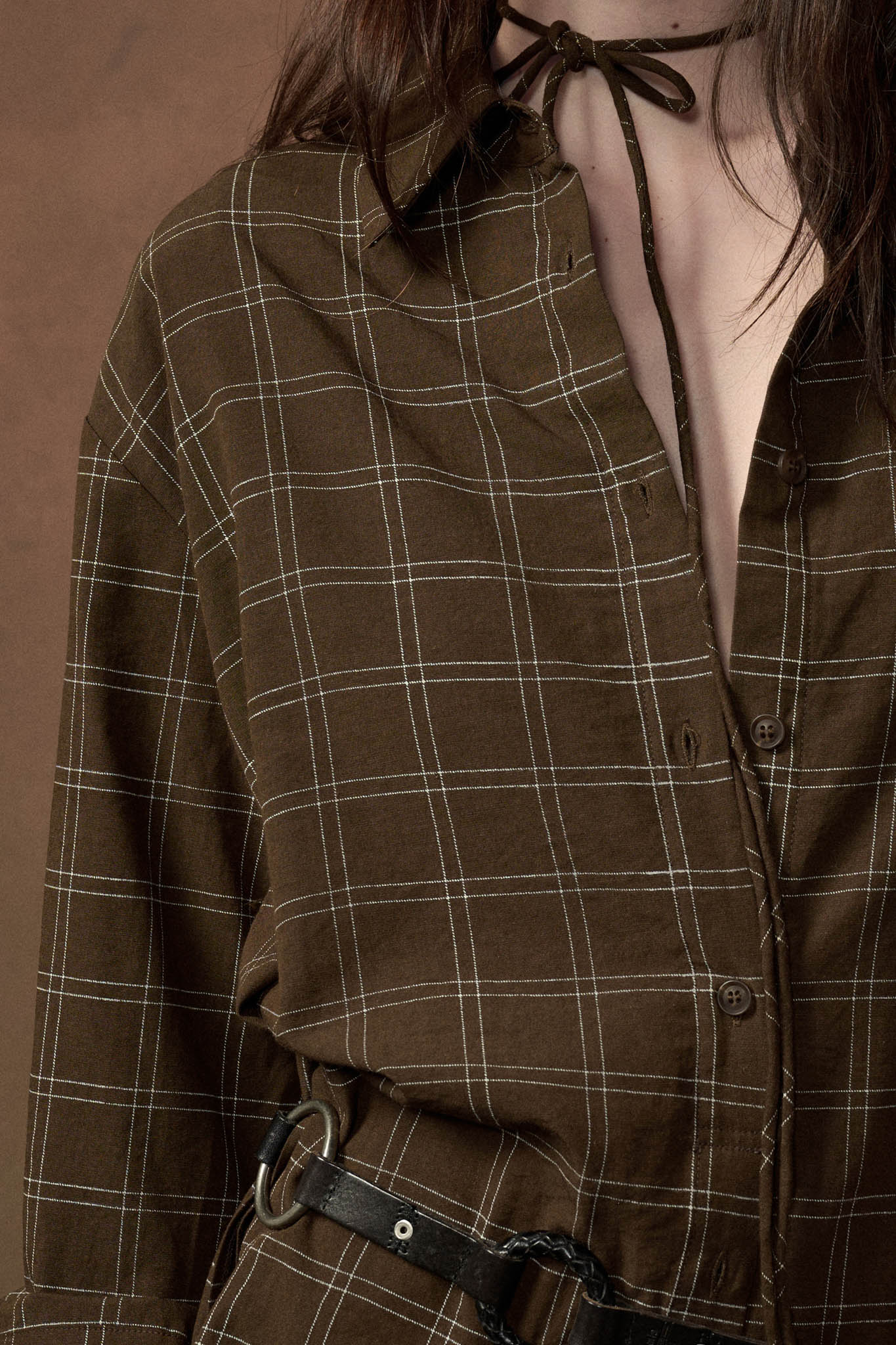 Boxed In Plaid Button-Front Belted Shirt Romper - ShopPromesa