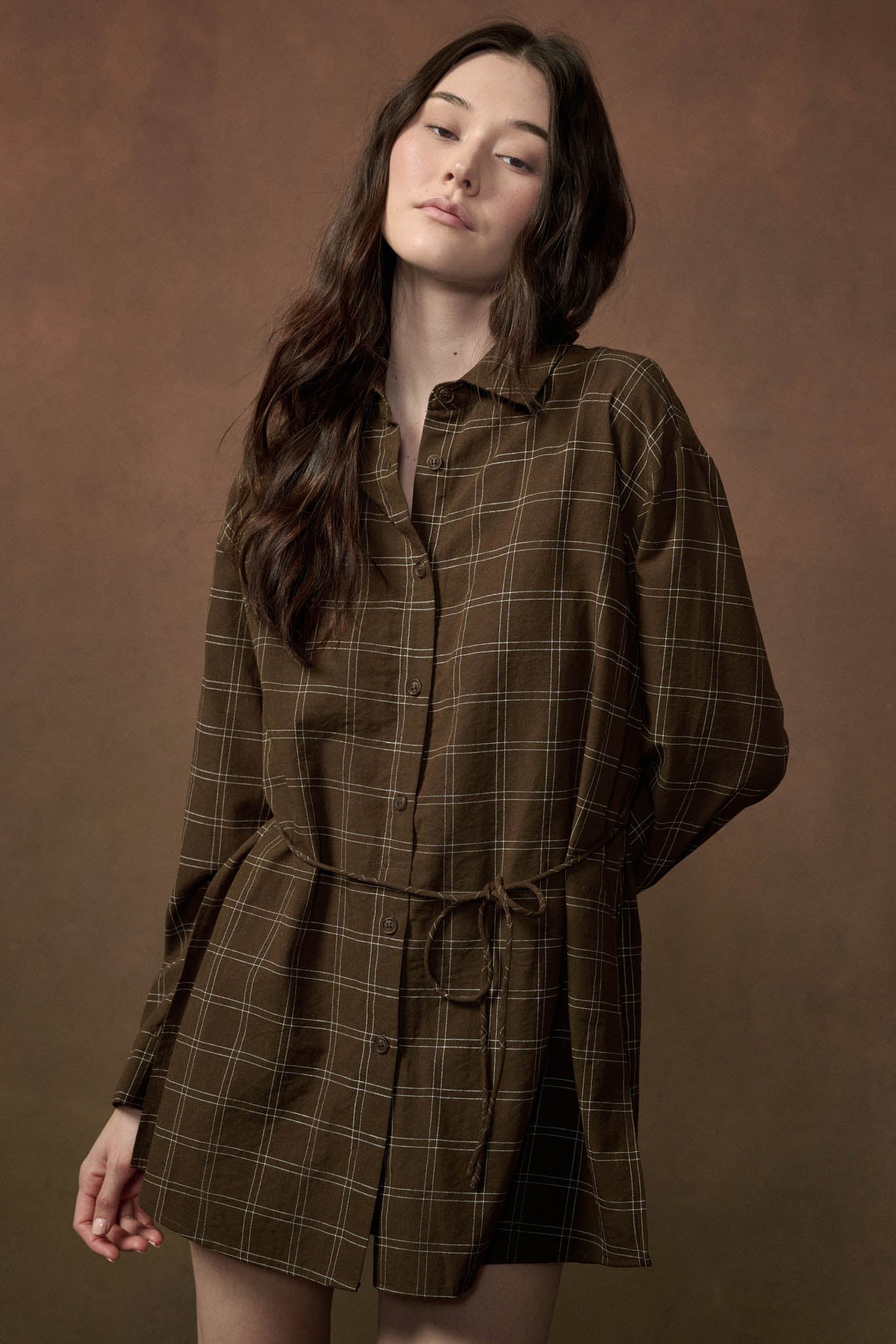 Boxed In Plaid Button-Front Belted Shirt Romper - ShopPromesa