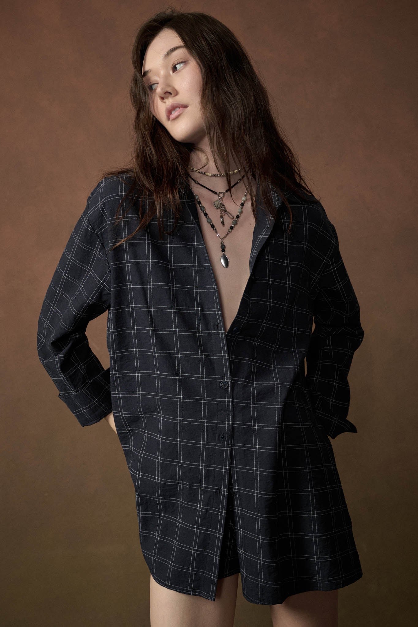 Boxed In Plaid Button-Front Belted Shirt Romper - ShopPromesa
