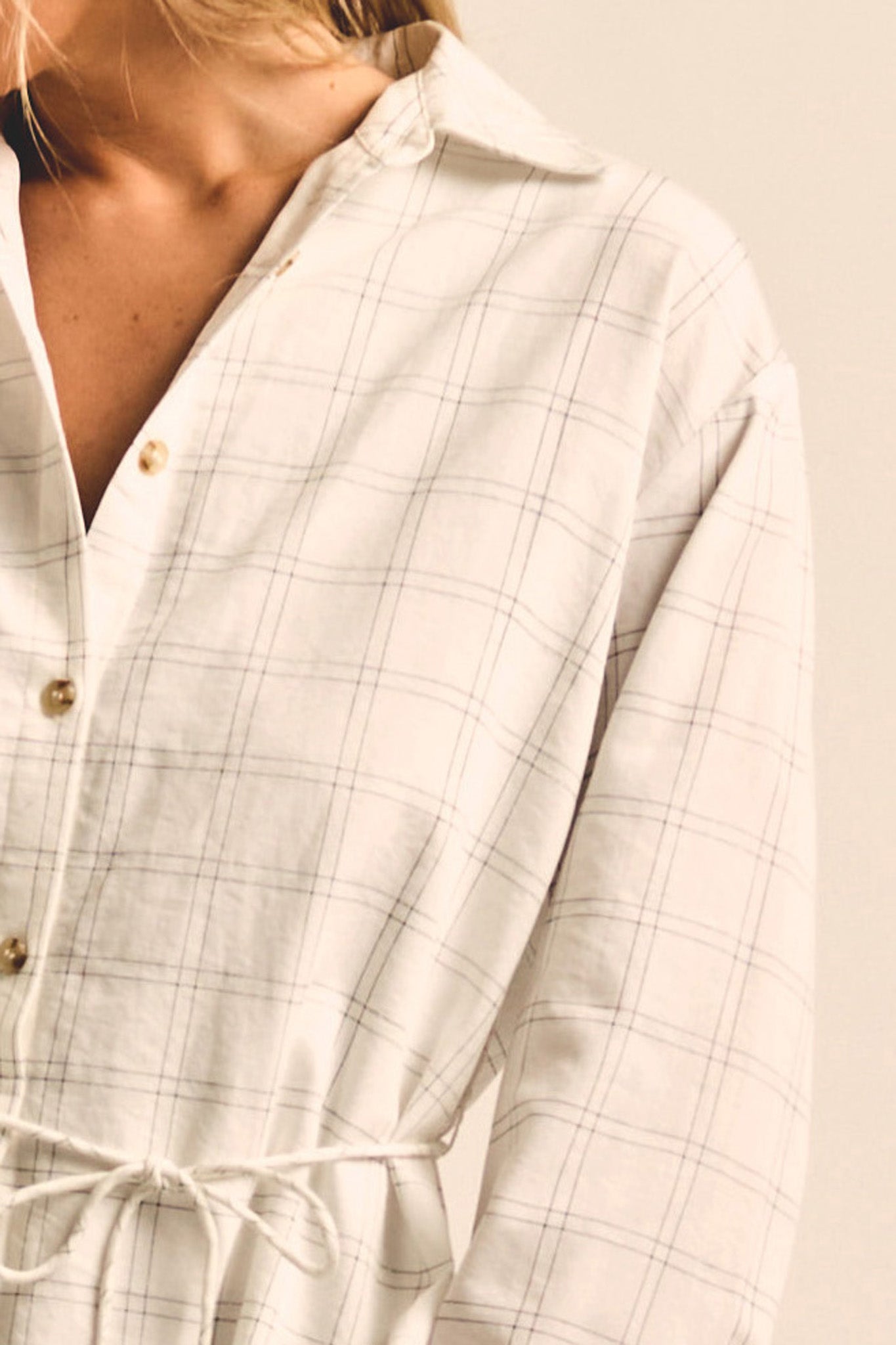 Boxed In Plaid Button-Front Belted Shirt Romper - ShopPromesa