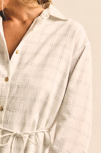 Boxed In Plaid Button-Front Belted Shirt Romper - ShopPromesa