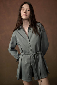 Street Smarts Stretch Twill Belted Shirt Romper - ShopPromesa