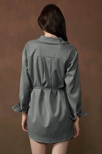 Street Smarts Stretch Twill Belted Shirt Romper - ShopPromesa