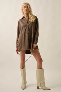 Street Smarts Stretch Twill Belted Shirt Romper - ShopPromesa