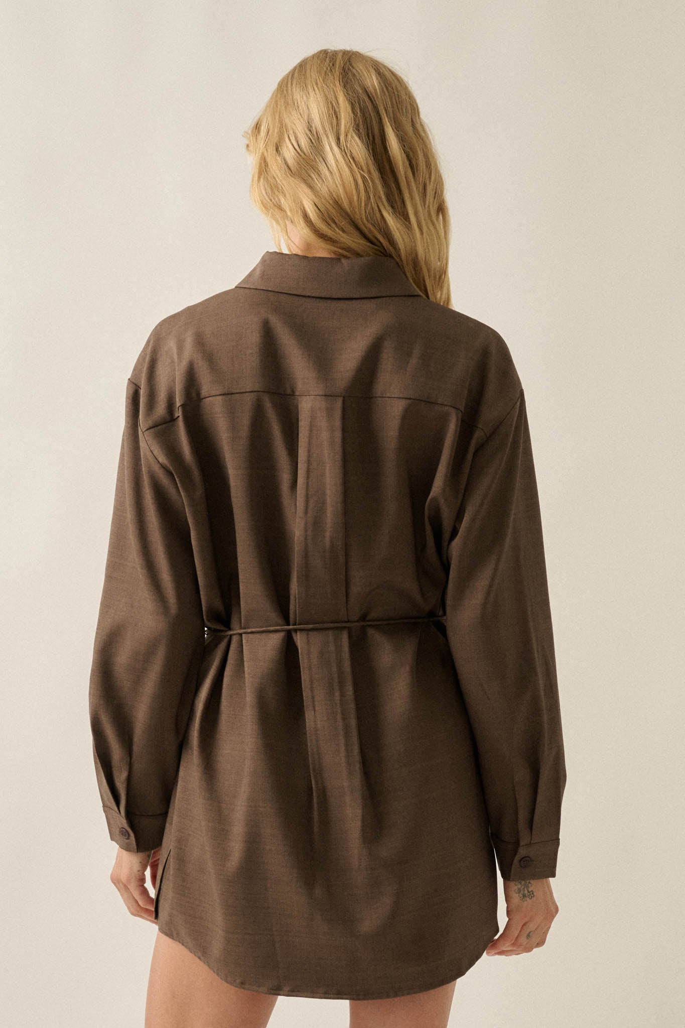 Street Smarts Stretch Twill Belted Shirt Romper - ShopPromesa