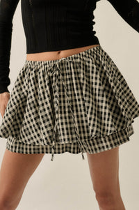 Fast Forward Plaid Gathered Drawstring Mini Skort - ShopPromesa