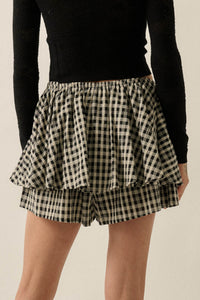 Fast Forward Plaid Gathered Drawstring Mini Skort - ShopPromesa