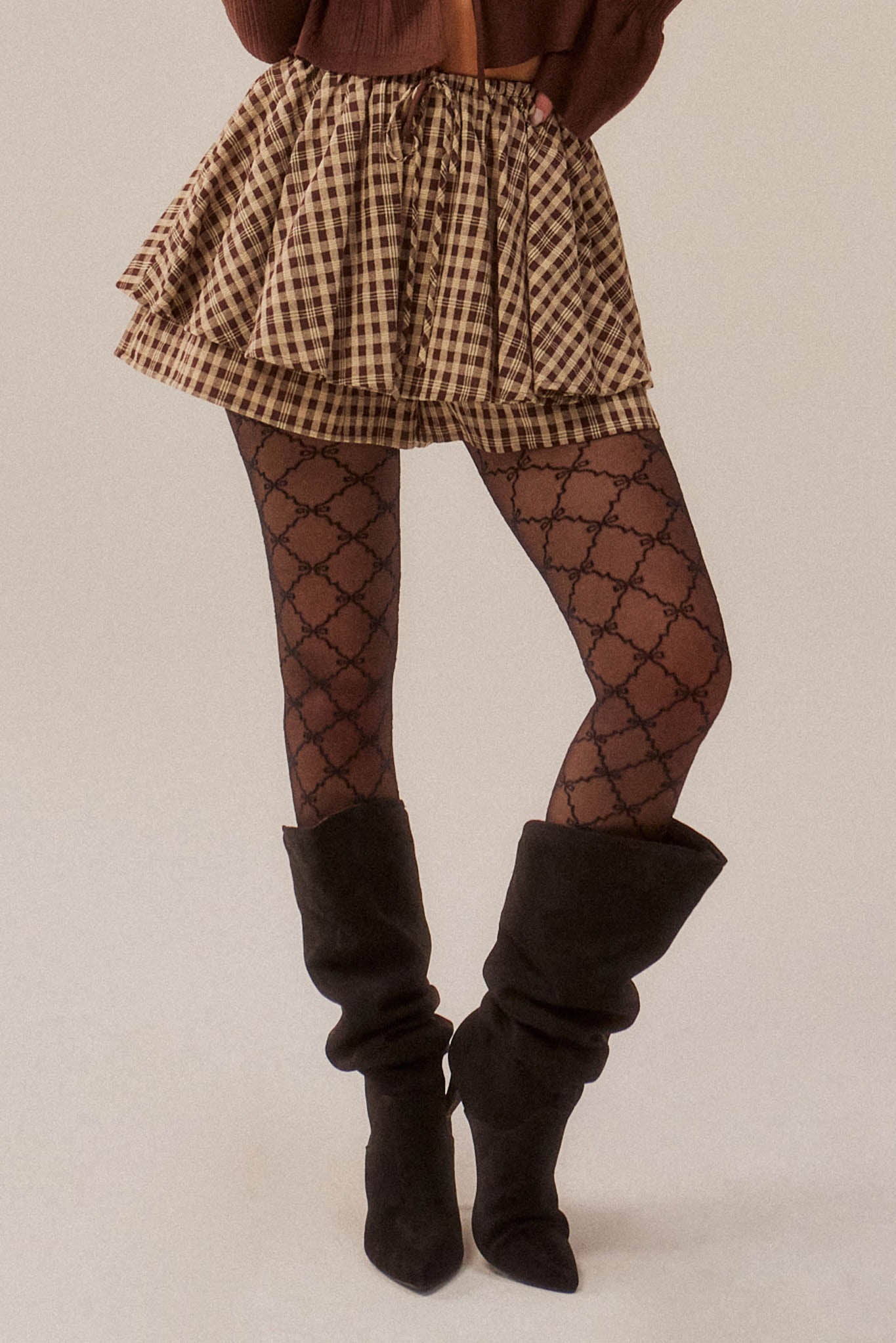 Fast Forward Plaid Gathered Drawstring Mini Skort - ShopPromesa