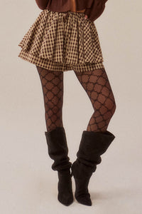 Fast Forward Plaid Gathered Drawstring Mini Skort - ShopPromesa