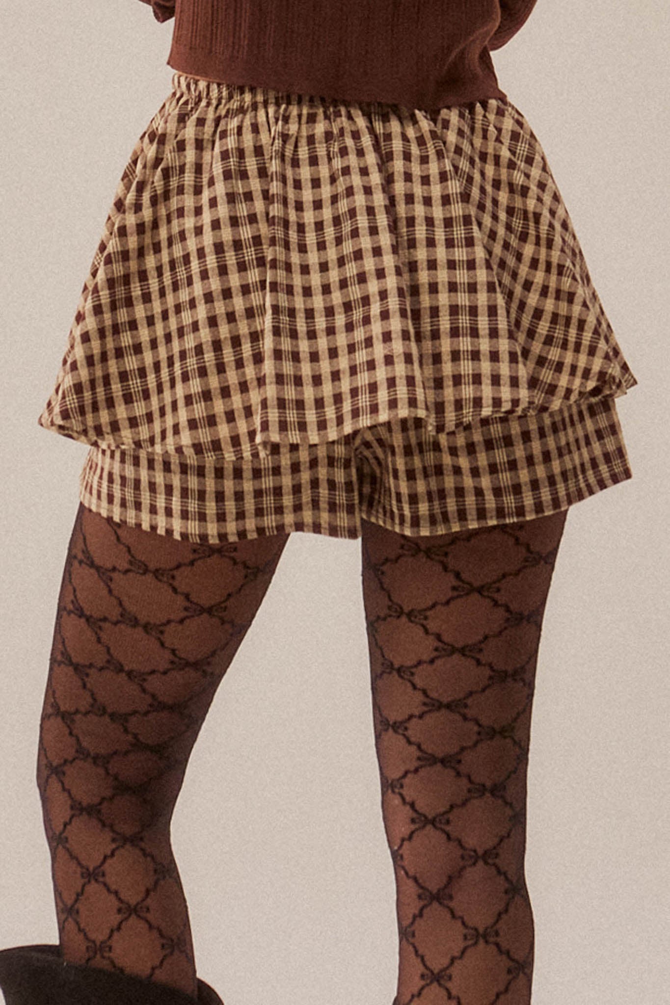Fast Forward Plaid Gathered Drawstring Mini Skort - ShopPromesa