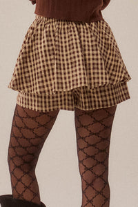 Fast Forward Plaid Gathered Drawstring Mini Skort - ShopPromesa
