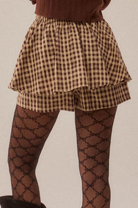 Fast Forward Plaid Gathered Drawstring Mini Skort - ShopPromesa