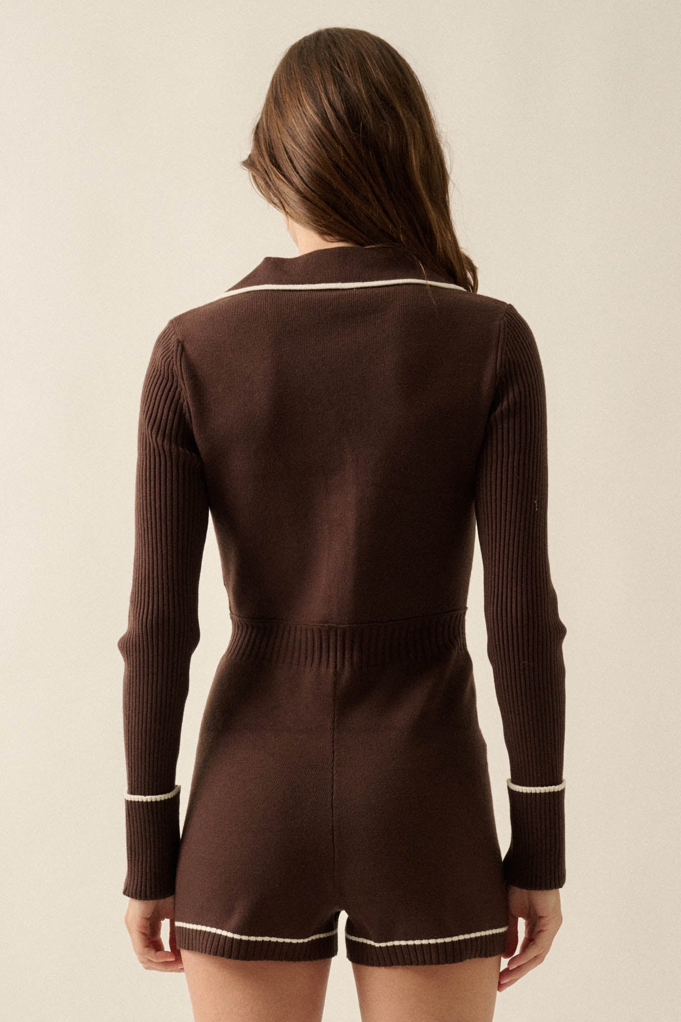 Piping Hot Solid Knit Half-Button Sweater Romper - ShopPromesa