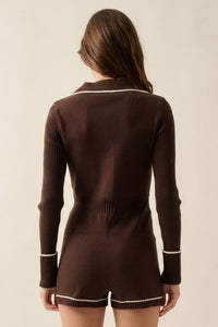 Piping Hot Solid Knit Half-Button Sweater Romper - ShopPromesa