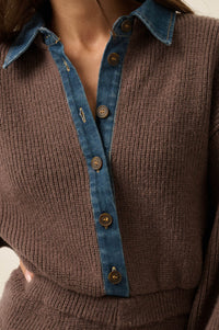 Easy Life Denim-Trim Collared Sweater Romper - ShopPromesa