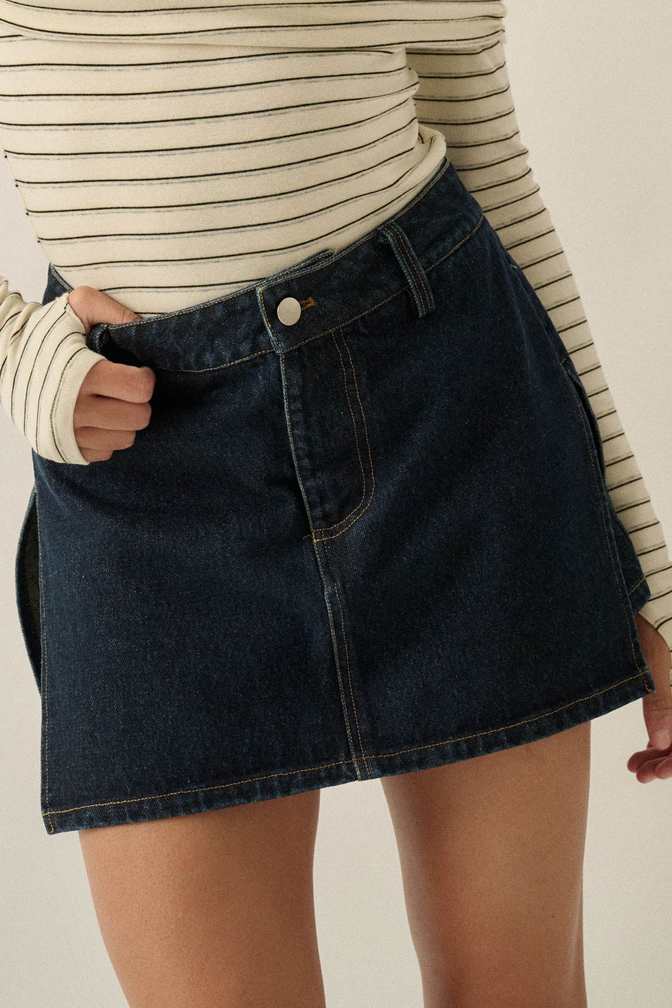 Jean Therapy High-Waist Denim Mini Skort - ShopPromesa