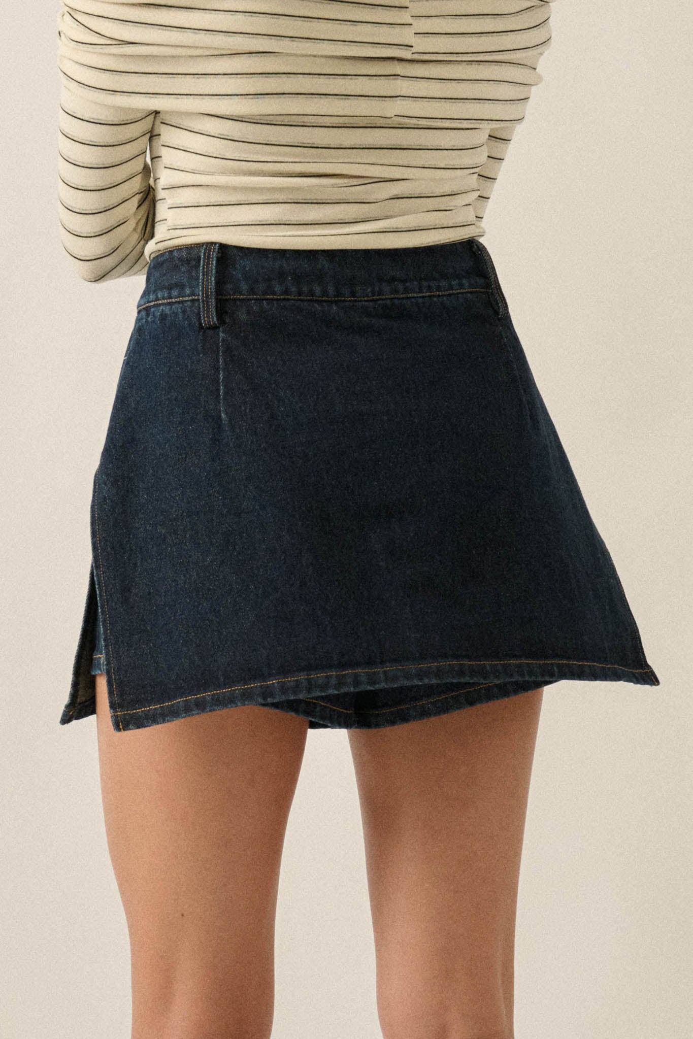 Jean Therapy High-Waist Denim Mini Skort - ShopPromesa