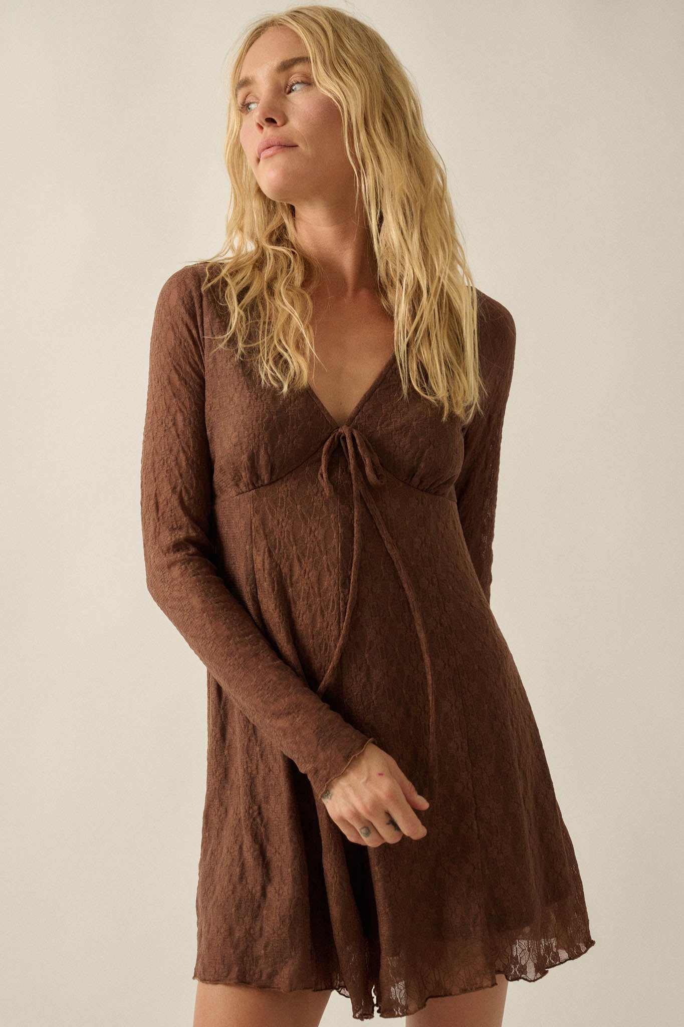 Just Lovely Floral Lace Long-Sleeve Babydoll Romper - ShopPromesa