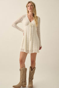 Just Lovely Floral Lace Long-Sleeve Babydoll Romper - ShopPromesa