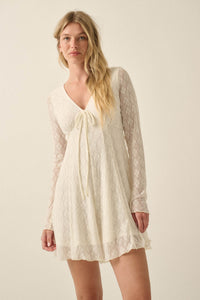 Just Lovely Floral Lace Long-Sleeve Babydoll Romper - ShopPromesa