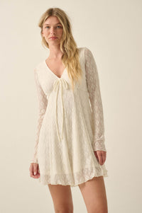 Just Lovely Floral Lace Long-Sleeve Babydoll Romper - ShopPromesa