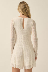 Just Lovely Floral Lace Long-Sleeve Babydoll Romper - ShopPromesa