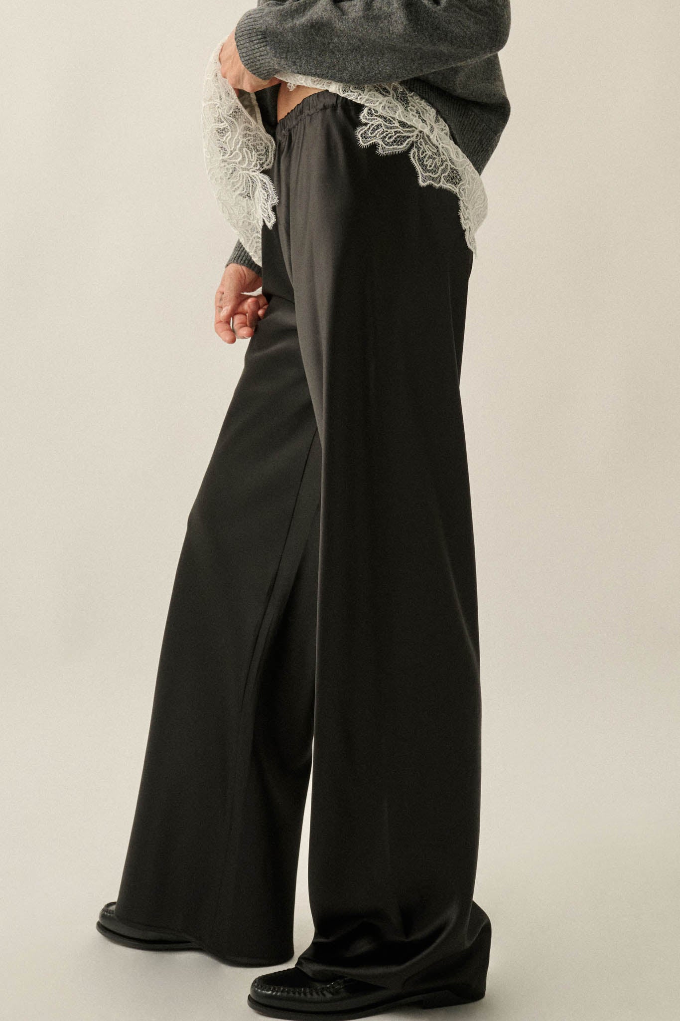 Living Luxe Satin Wide-Leg Elastic-Waist Pants - ShopPromesa