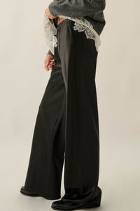 Living Luxe Satin Wide-Leg Elastic-Waist Pants - ShopPromesa