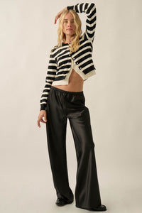 Living Luxe Satin Wide-Leg Elastic-Waist Pants - ShopPromesa