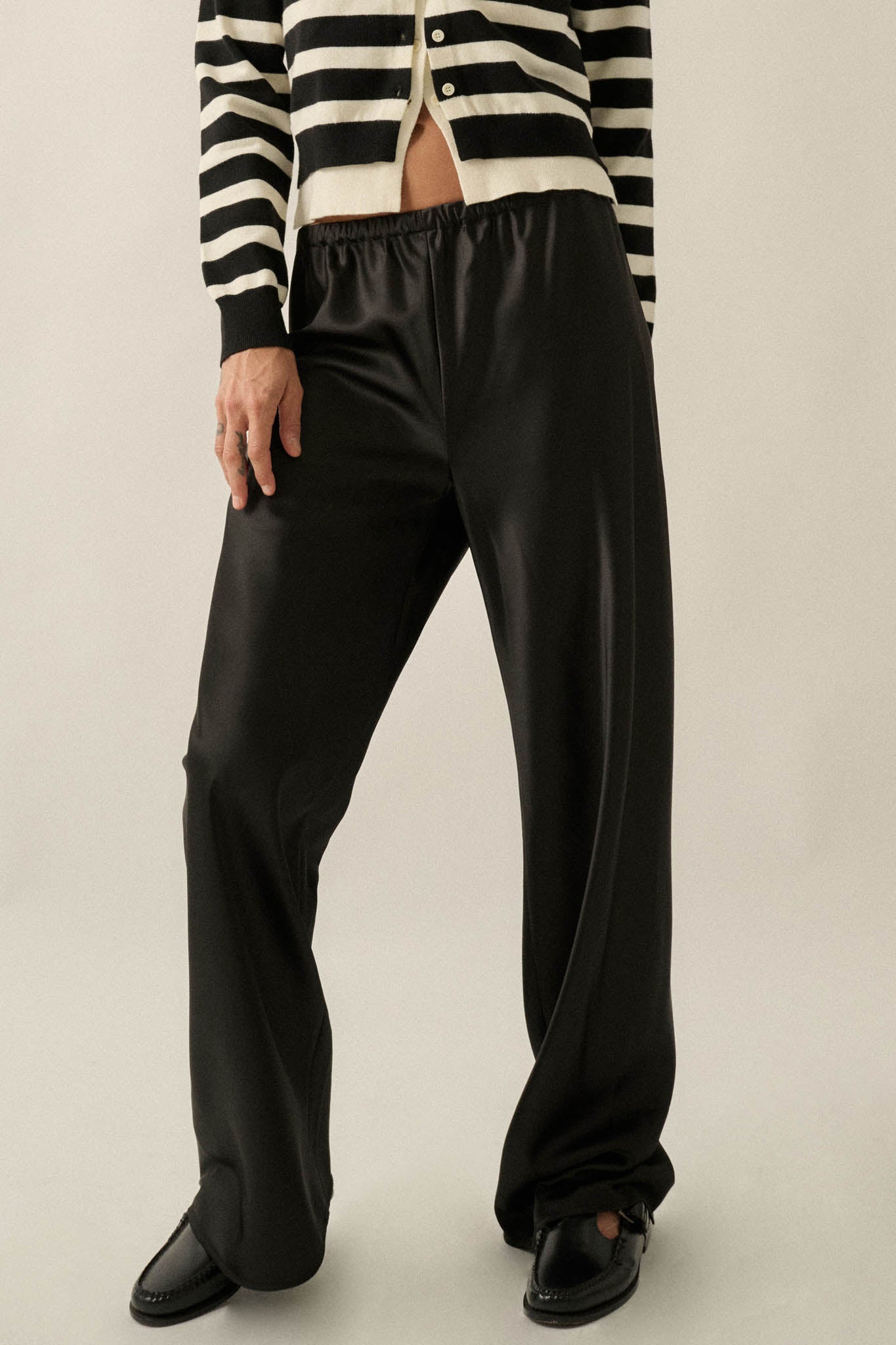 Living Luxe Satin Wide-Leg Elastic-Waist Pants - ShopPromesa