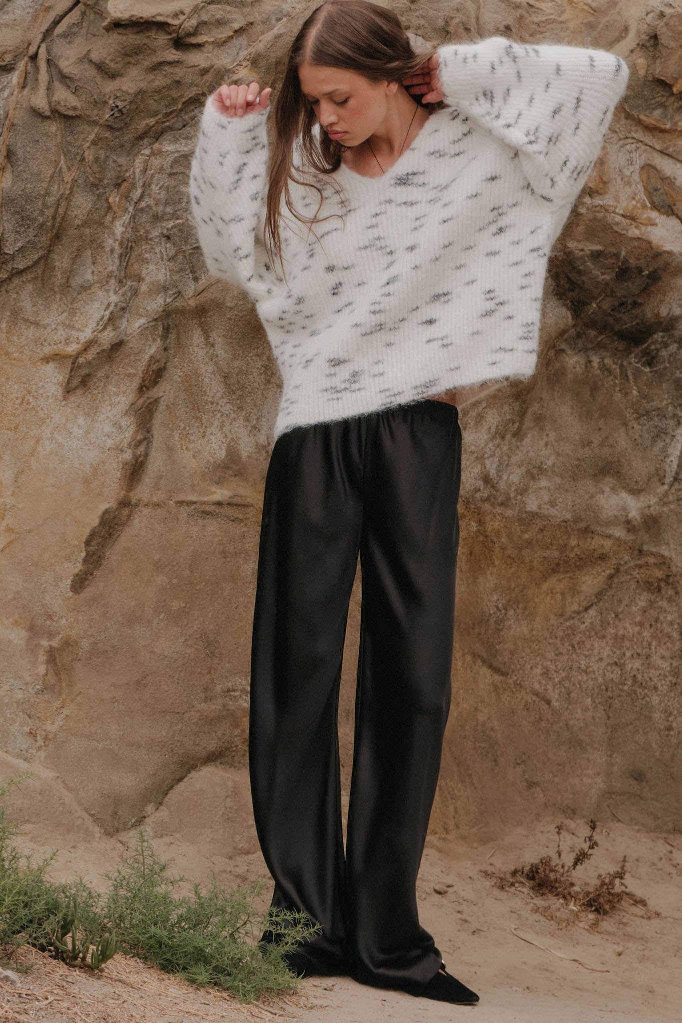 Living Luxe Satin Wide-Leg Elastic-Waist Pants - ShopPromesa
