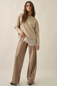 Living Luxe Satin Wide-Leg Elastic-Waist Pants - ShopPromesa