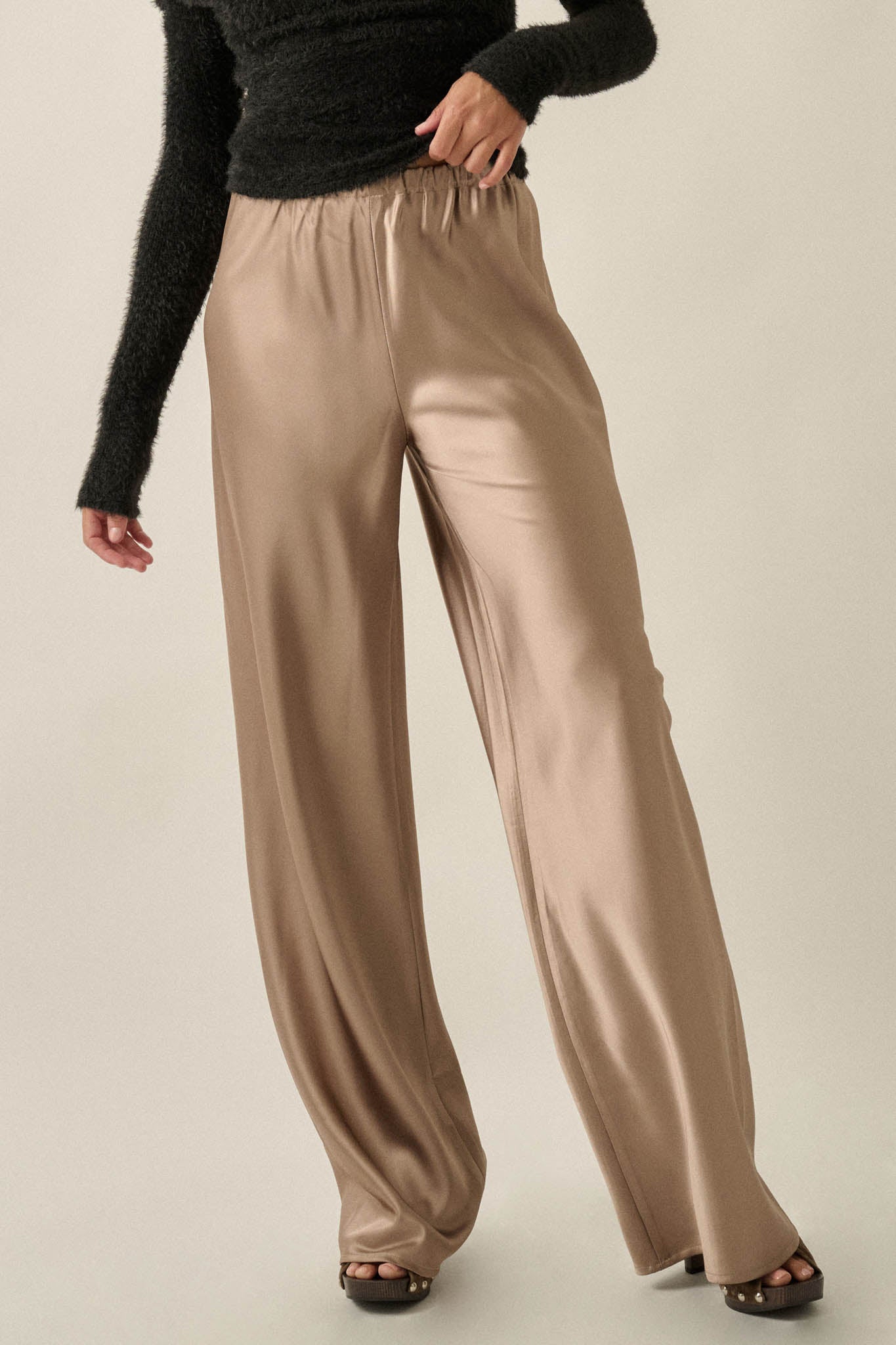 Living Luxe Satin Wide-Leg Elastic-Waist Pants - ShopPromesa