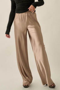 Living Luxe Satin Wide-Leg Elastic-Waist Pants - ShopPromesa