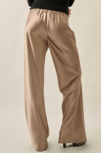 Living Luxe Satin Wide-Leg Elastic-Waist Pants - ShopPromesa