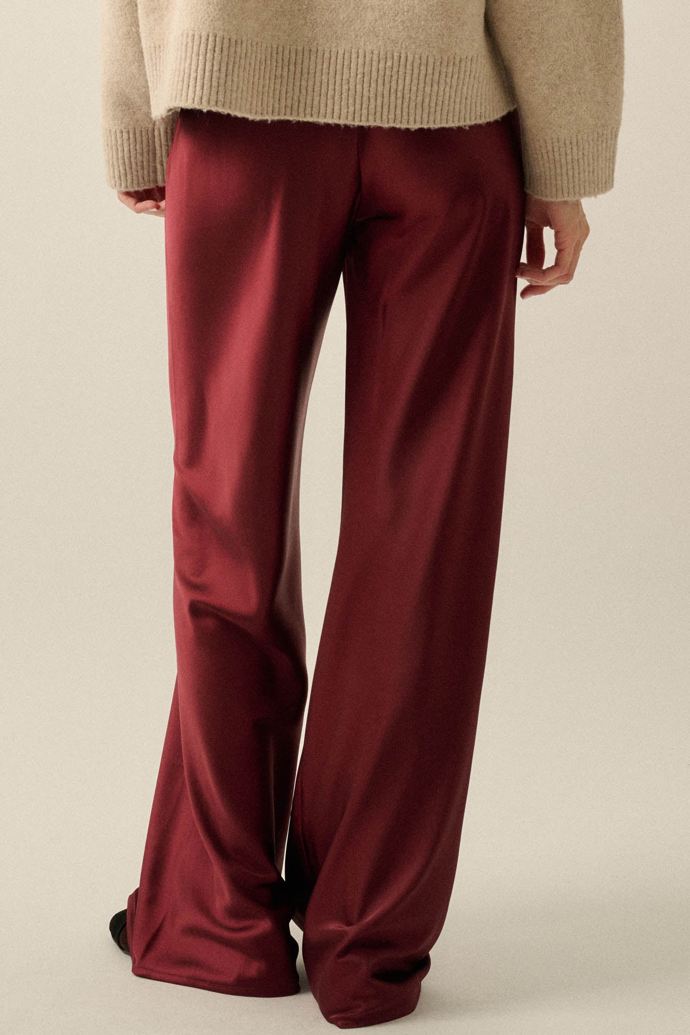 Living Luxe Satin Wide-Leg Elastic-Waist Pants - ShopPromesa