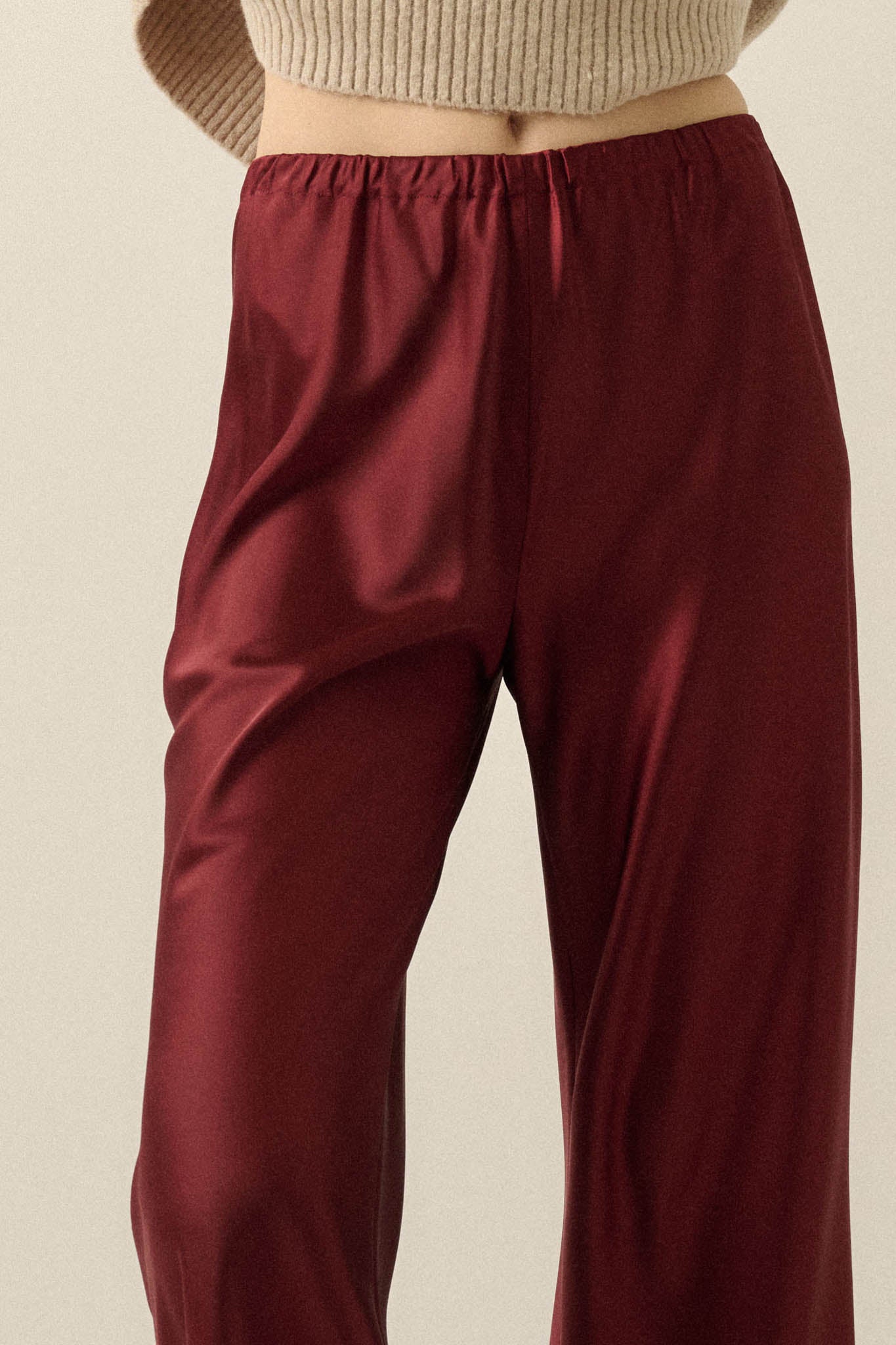 Living Luxe Satin Wide-Leg Elastic-Waist Pants - ShopPromesa