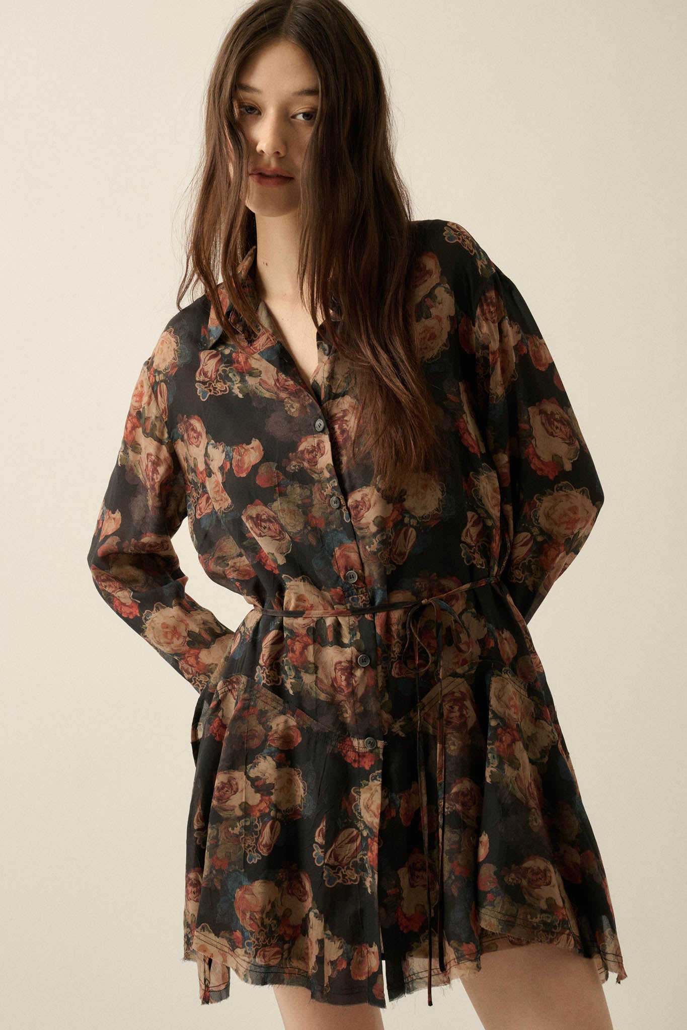 Truly Blessed Floral Button-Up Belted Shirt Romper - ShopPromesa