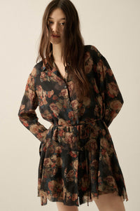 Truly Blessed Floral Button-Up Belted Shirt Romper - ShopPromesa