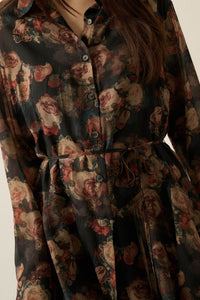 Truly Blessed Floral Button-Up Belted Shirt Romper - ShopPromesa