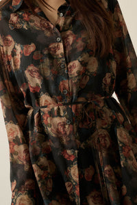 Truly Blessed Floral Button-Up Belted Shirt Romper - ShopPromesa